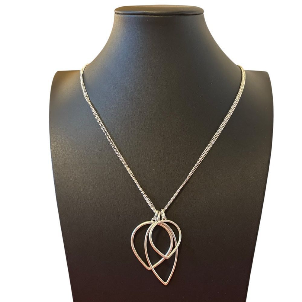 Antiqued Layered Silver Toned Pendant Necklace